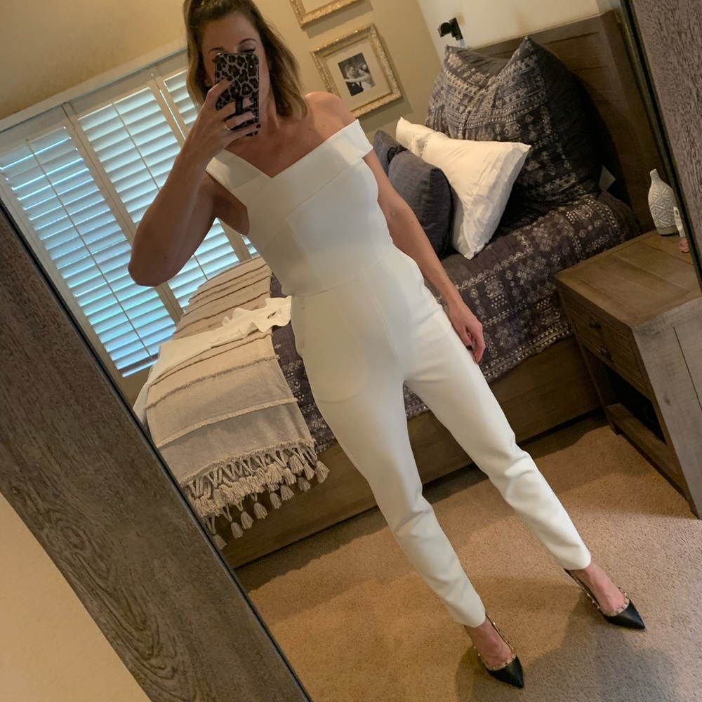 BCBG white Asymmetrical Jumpsuit